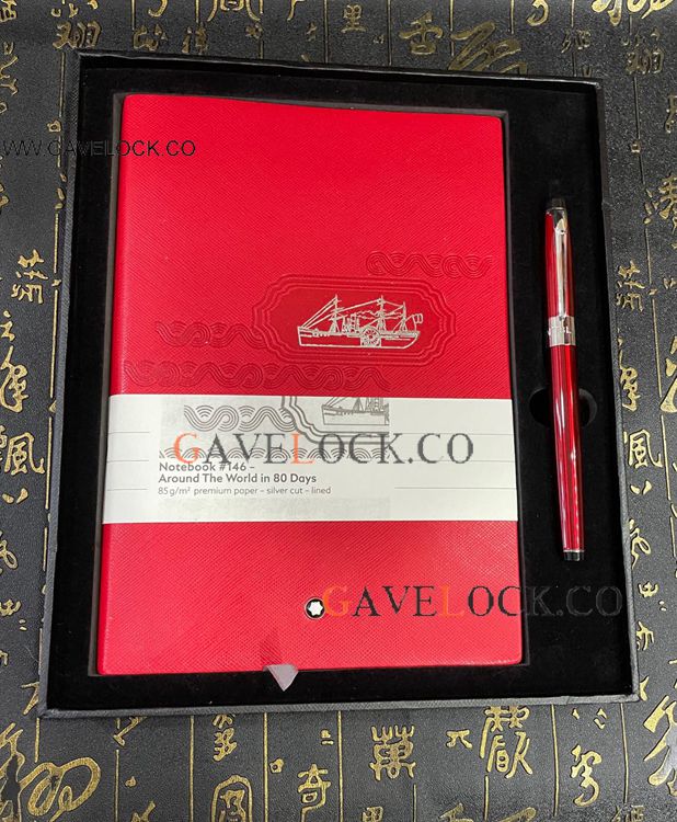 Set with Montblanc Red Rollerball and Around the World Notepad
